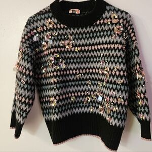 kate spade Black and Pink Embellished Sweater